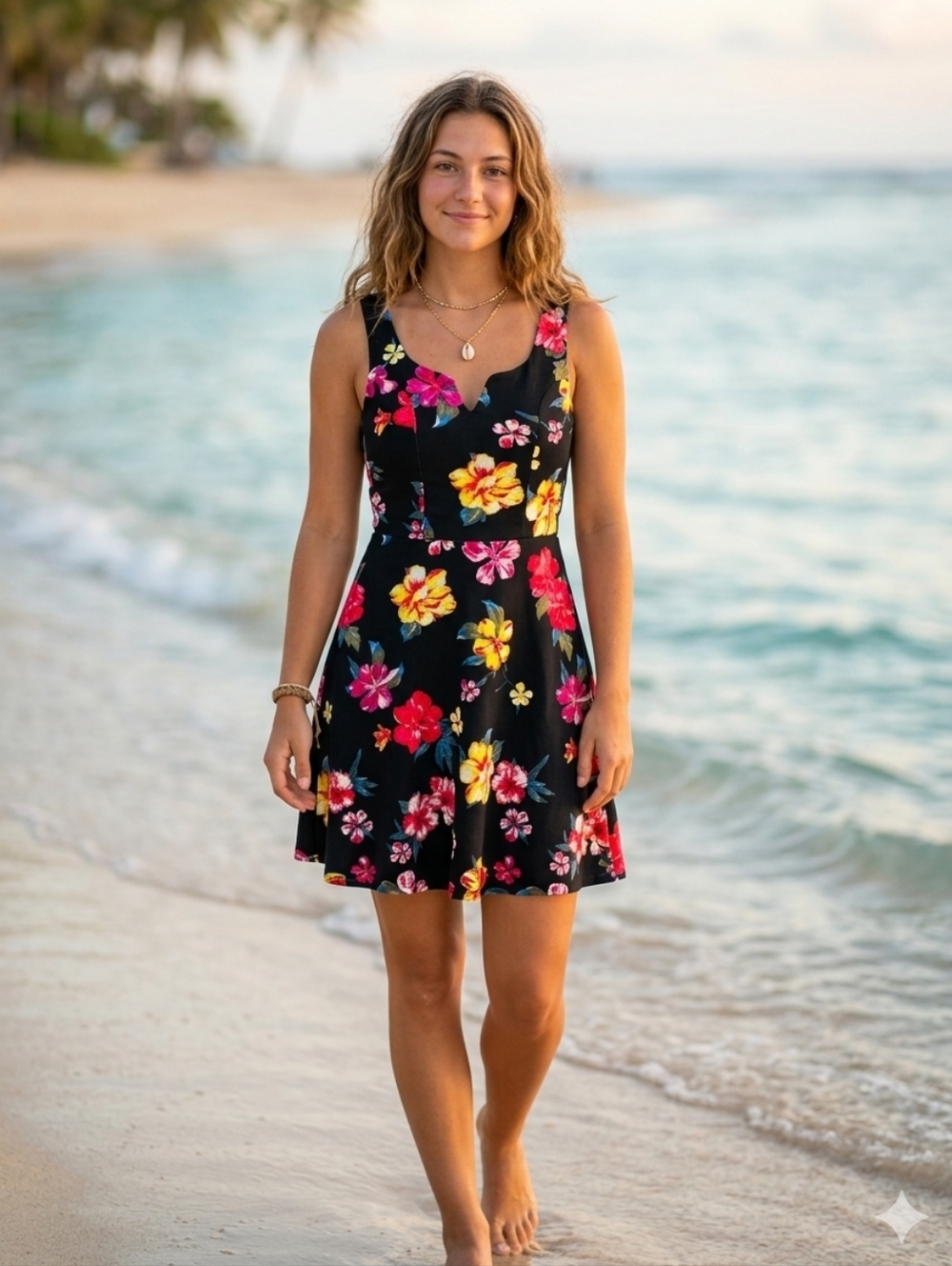 New Planet Gold Floral Dress XS